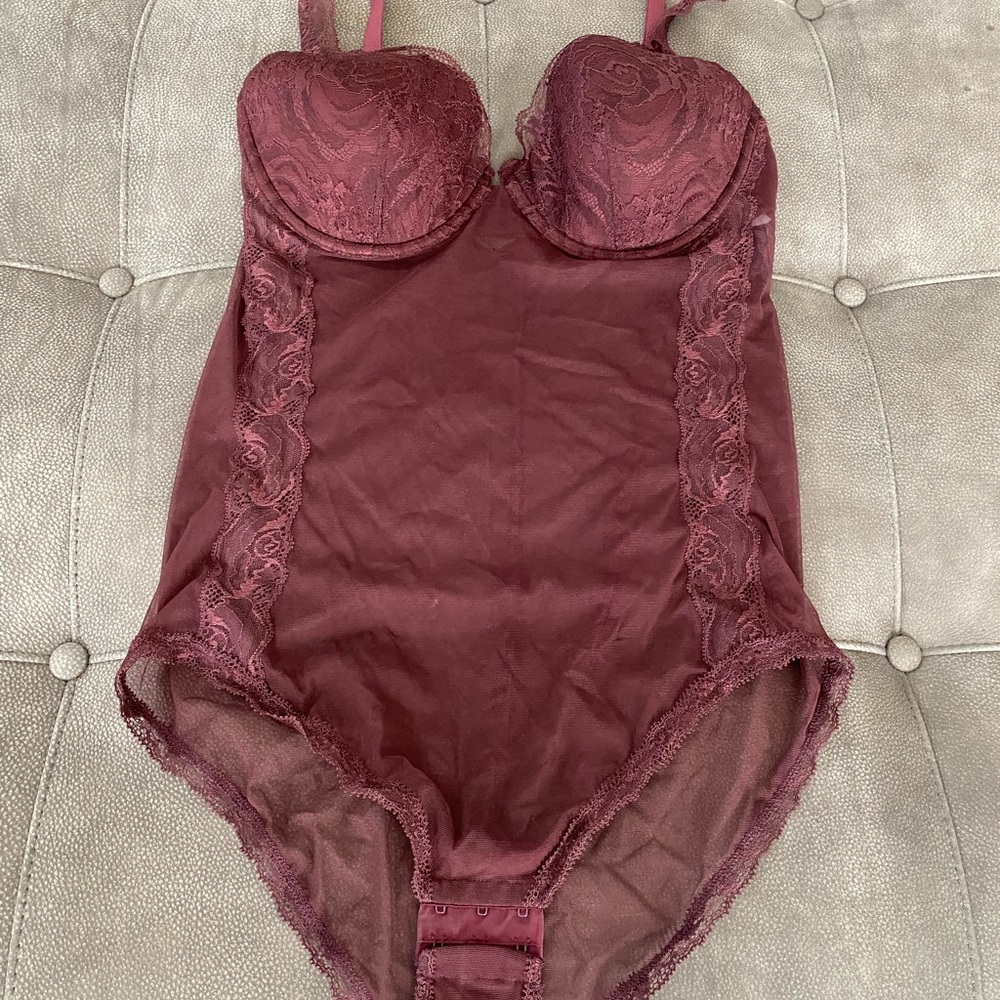 La Perla Burgundy Lace Bodysuit NWOT